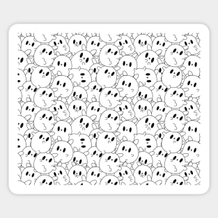 Kawaii Bunnies Black and White Sticker